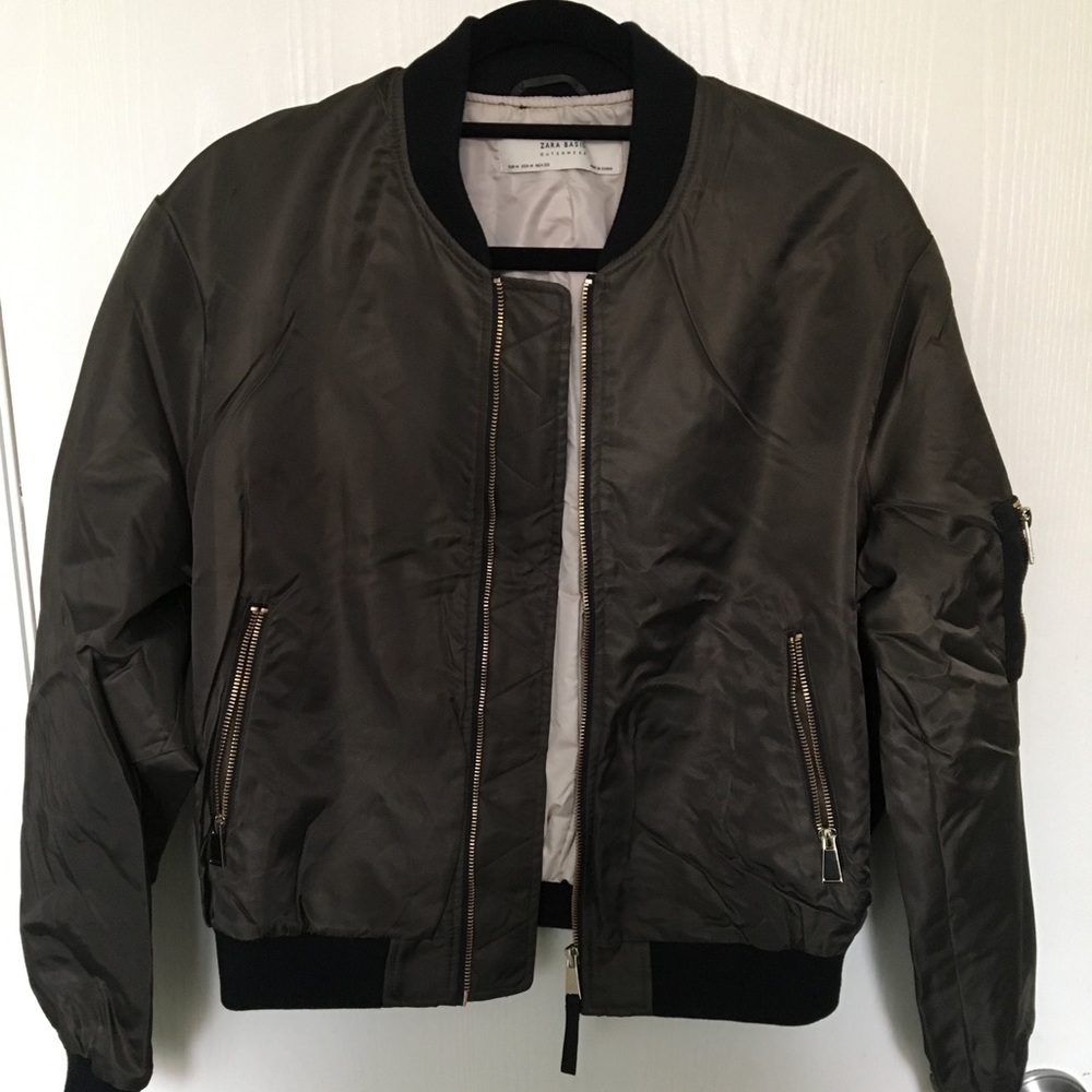 Zara olive bomber jacket